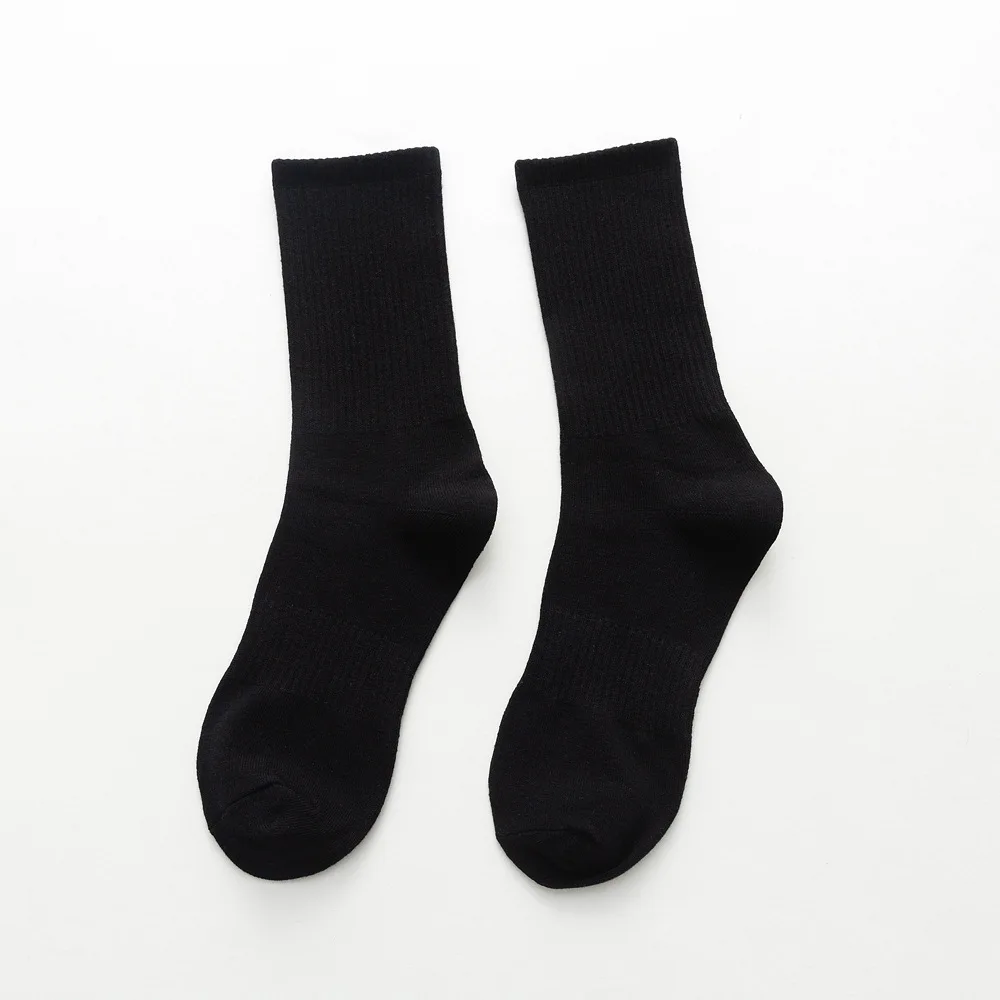 Socks Men Solid Color Cotton Business Casual Breathable Male Long High Tube Crew Socks Black White Gray Sox Calcetines Dropship