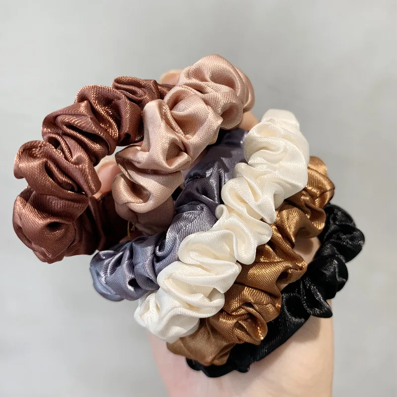 6 Pcs/set Best Selling Set Elastic Tie Hair Silk Satin Headband Ponytail Large Intestine Hair Tie Rope Accessories Wholesale