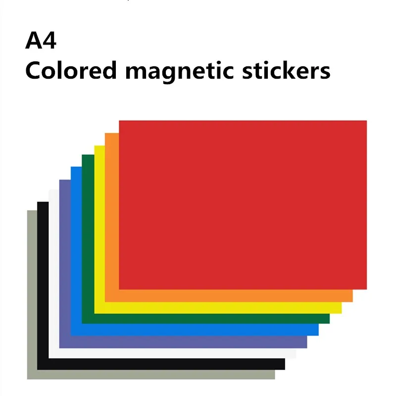 1PC 8 Color Rubber Magnetic Flexible Magnetic Sheet A4 Size 0.5mm Paper Magnetic Stickers Fridge Magnetic Paper