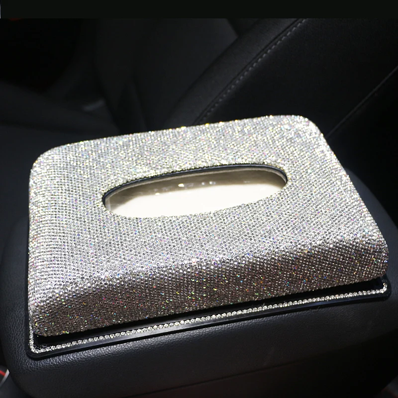 

Amazing Luxury Pearls Car Tissue Box Crystal Diamond Block type Tissue Boxes Holder for Women Paper Towel Cover Case Car Styling