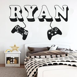 Gamer wall Sticker Custom Name Controller Video Game Wall Decals Customized Gamer Name Vinyl for Kids Room Playroom Decor C426
