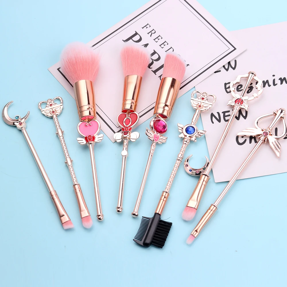 Hot! Beauty Anime Cardcaptor Sakura Makeup Brushes Set Tools Kit Powder Loose Eye Shadow Blush Synthetic Hair Best Gift Cosmetic