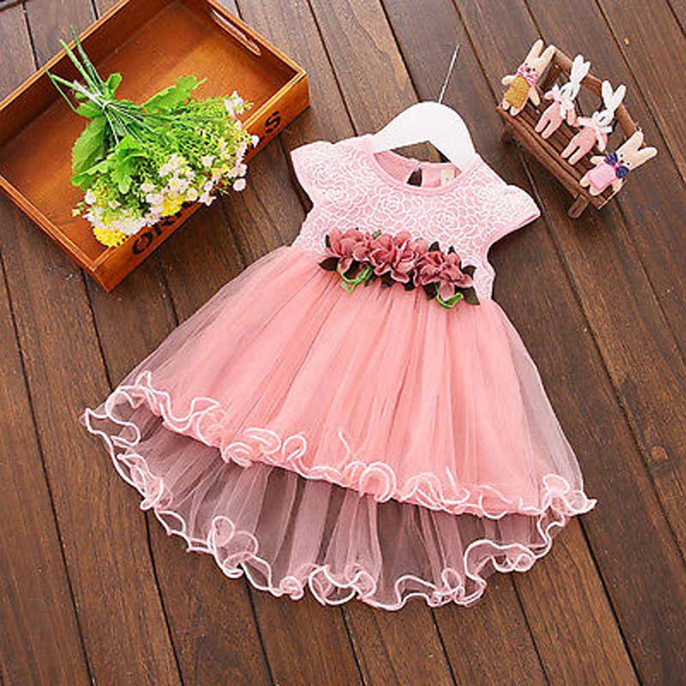 Summer Cute Floral Party Dress Princess For Girls Kids Multiple Style Fashion Clothes Waist Flower Ceremonial Dress Beauty Cloth