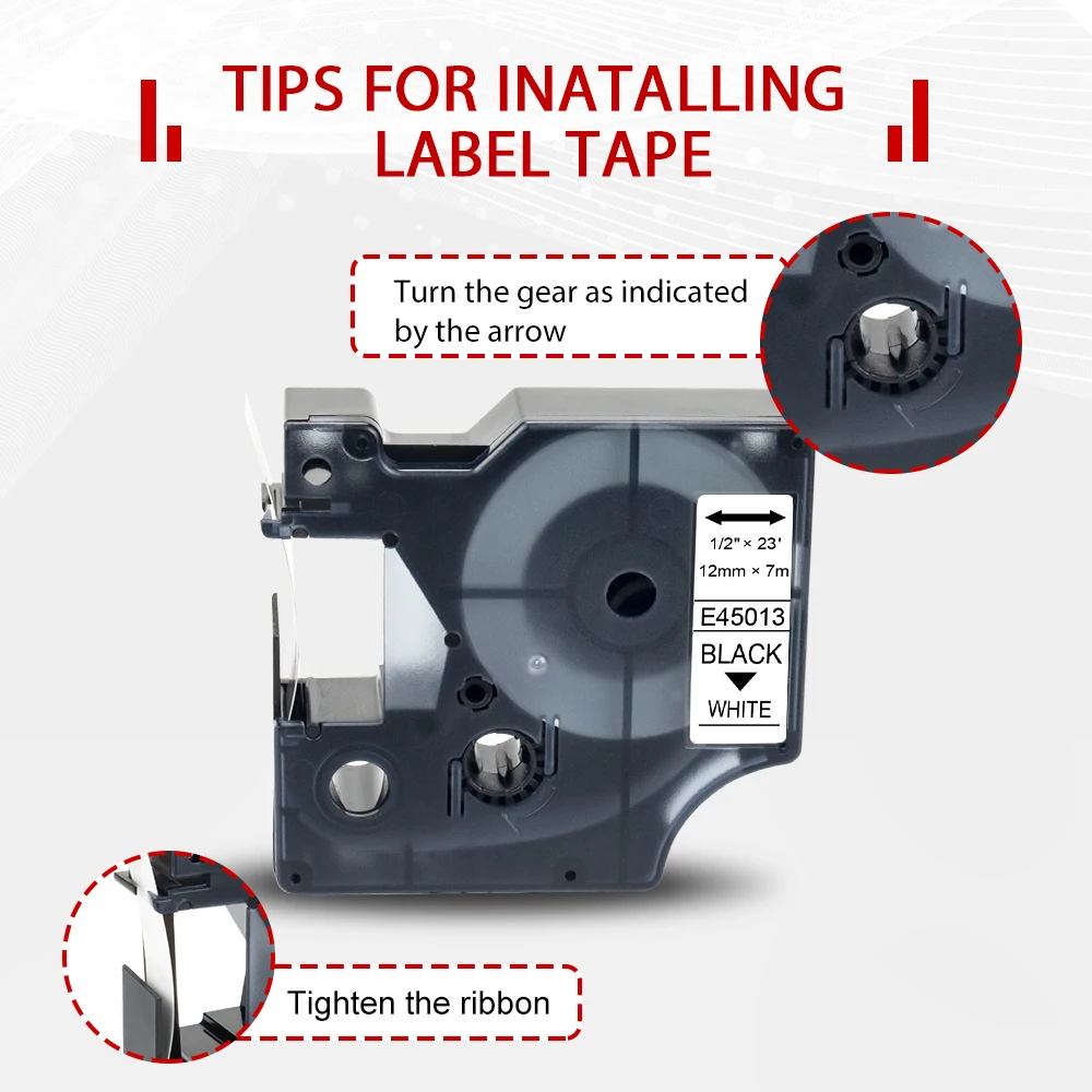 45013 Compatible Dymo D1 Tape 45013 40913 43613 45010 45018 45022 6/9/12mm Label Tape for Dymo LabelManager 160 280 Label Maker