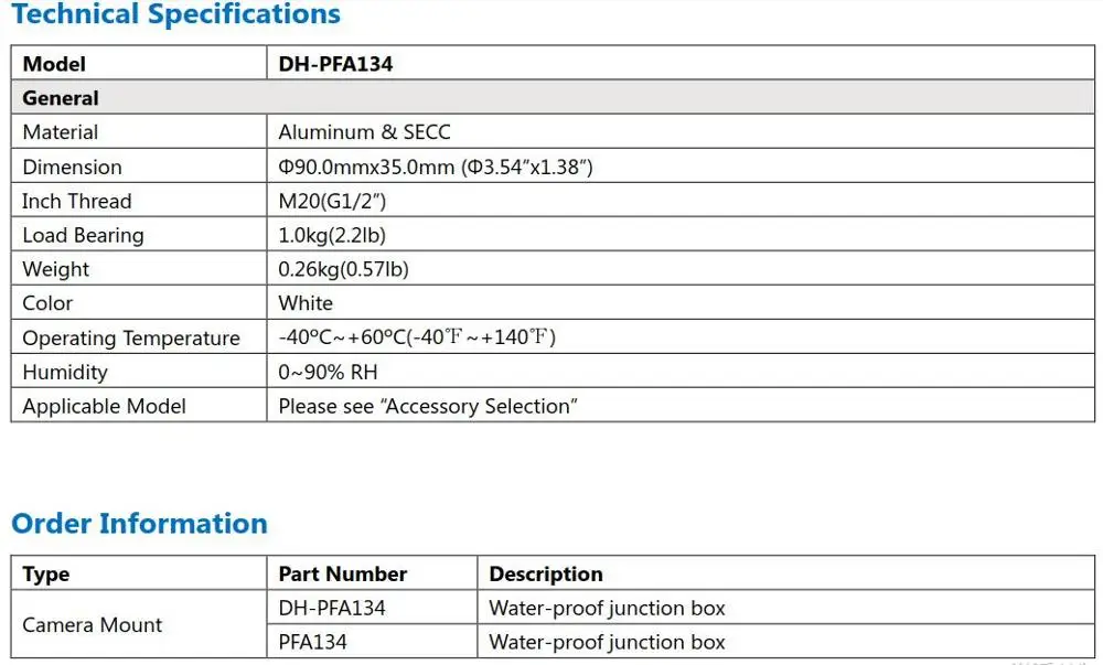 3Pairs/Pack Including Waterproof Junction Box PFA134*3PCS + Pole Mount Bracket PFA152-E*3PCS for IP Camera CCTV Camera