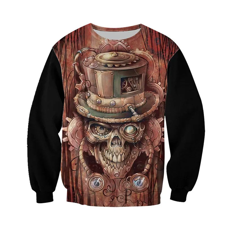 Steampunk crânio 3d todo impresso zip moletom com capuz unisex outono inverno moda jaqueta