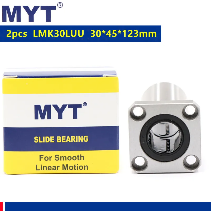 

2pcs MYT high precision LMK30LUU long square flange linear ball bearing LMK30L for 30mm CNC router 3d printer parts 30*45*123 mm