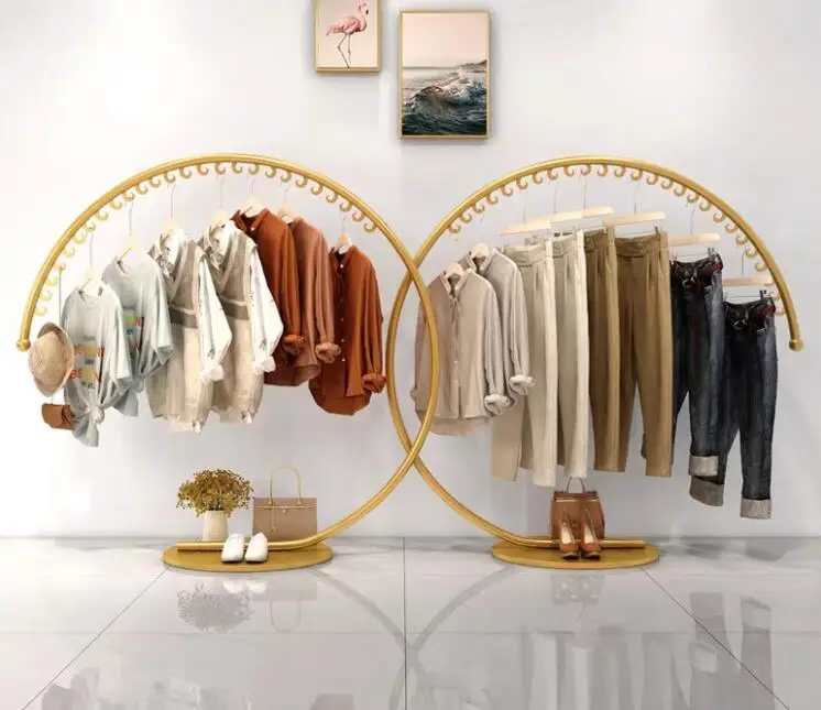 Clothing store Tieyi clothing display rack floor type creative Zhongdao display rack women's clothing store circular hanger