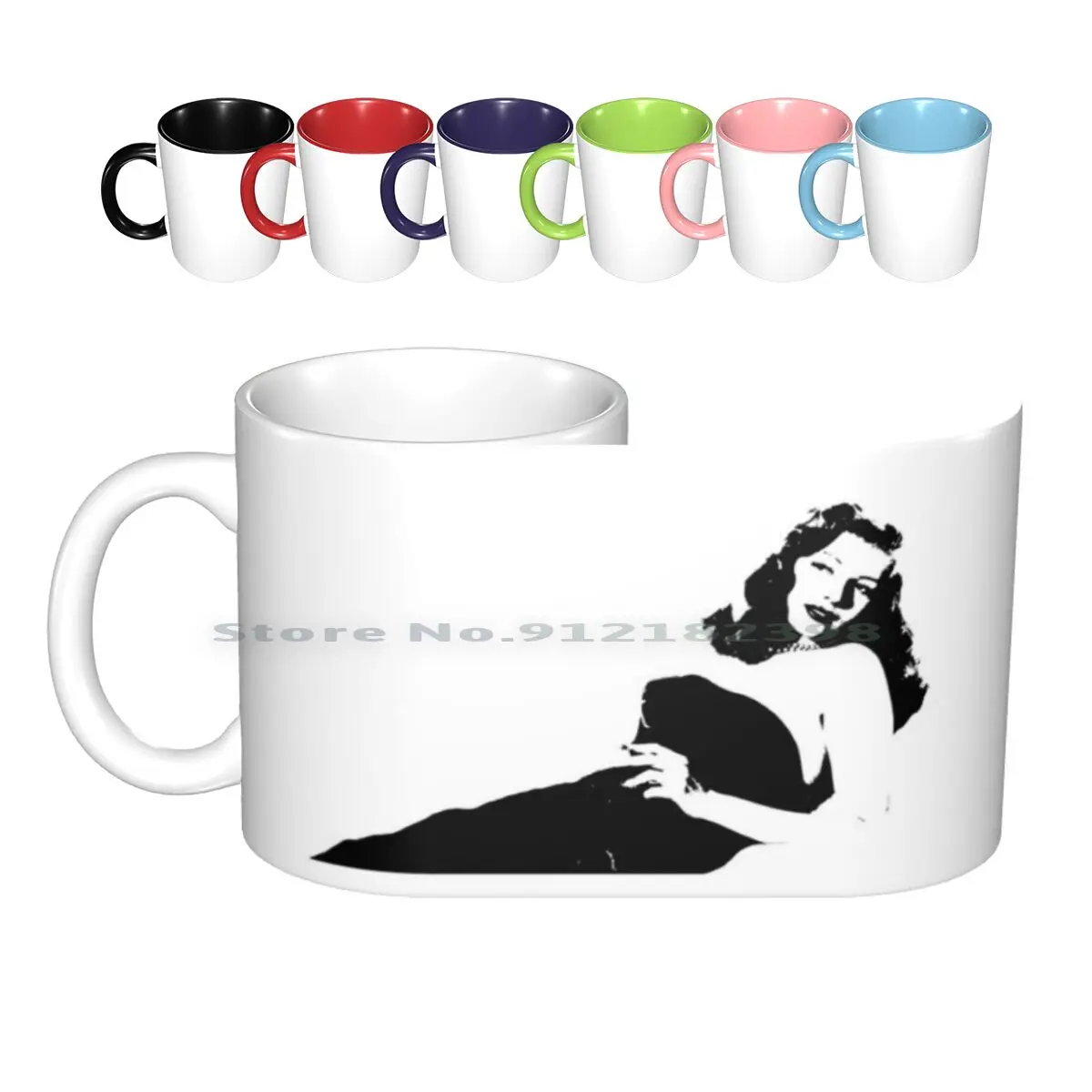 Rita Hayworth Black Ceramic Mugs Coffee Cups Milk Tea Mug Rita Hayworth Actress Movies Movie Star Classic Beauty Up Film