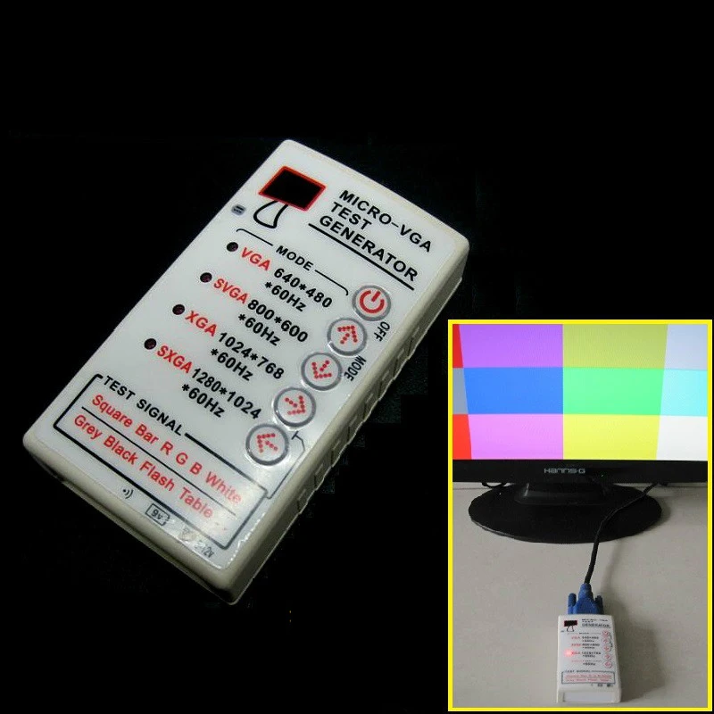 Portable VGA Signal Generator SVGA/XGA 60HZ For TV PC LCD CRT Display Monitor Tester USB Cable VGA SVGA XGA TEST