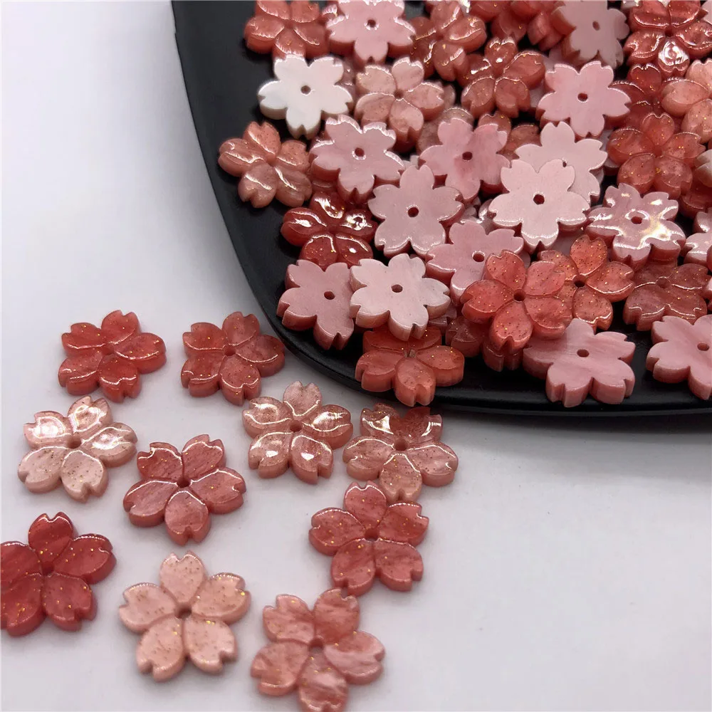 50Pcs/Pack Plum Sakura Flower Colorful Loose Beads For DIY Jewelry Making Handmade Material Hair Accessories Wholesale 12MM LISM