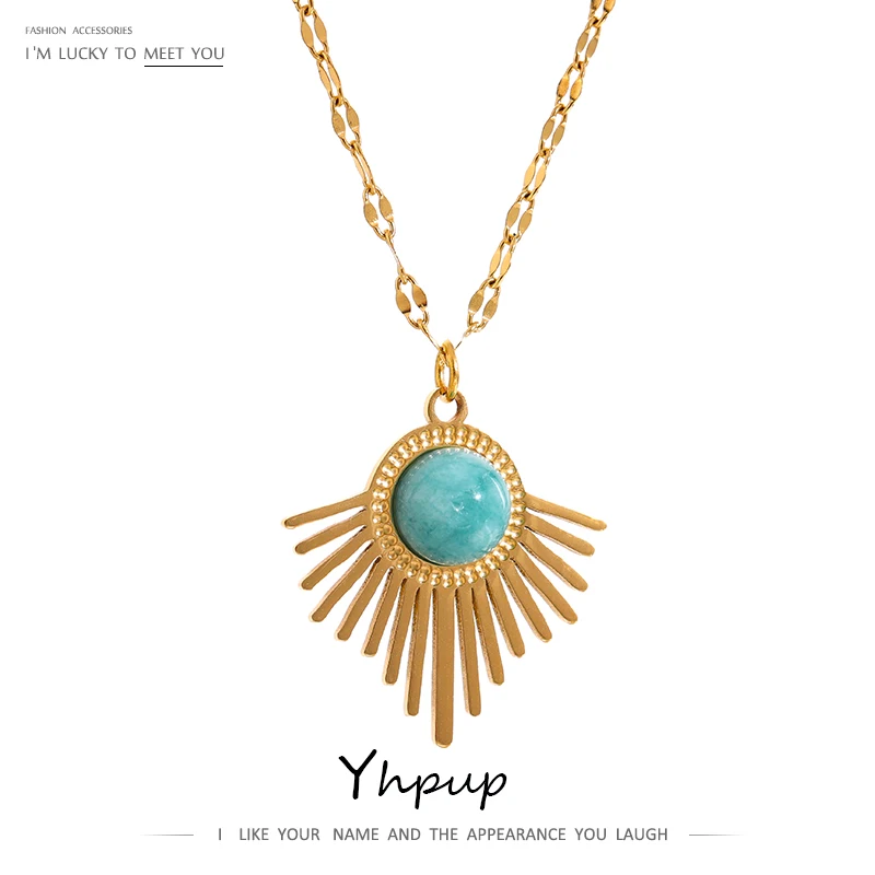 Yhpup – collier avec pendentif géométrique en acier inoxydable, bijou exquis en métal, imperméable, cadeau