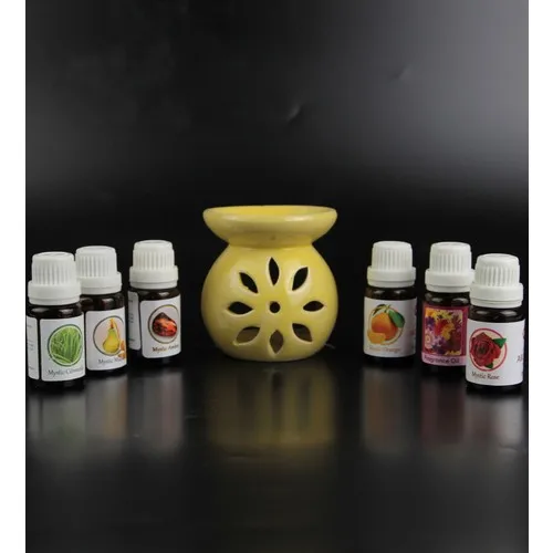 Gift Idea Yellow Daisy Design Censer and 6 S Oil Set