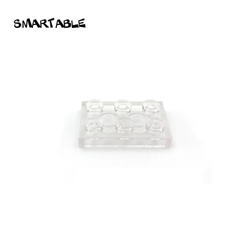 Smartable Plate 1x2 2x2 2x3 2x4 Transparent Building Block Part Toy For Kid Compatible Major Brands 3023/3022/3021/3020 100g/Lot