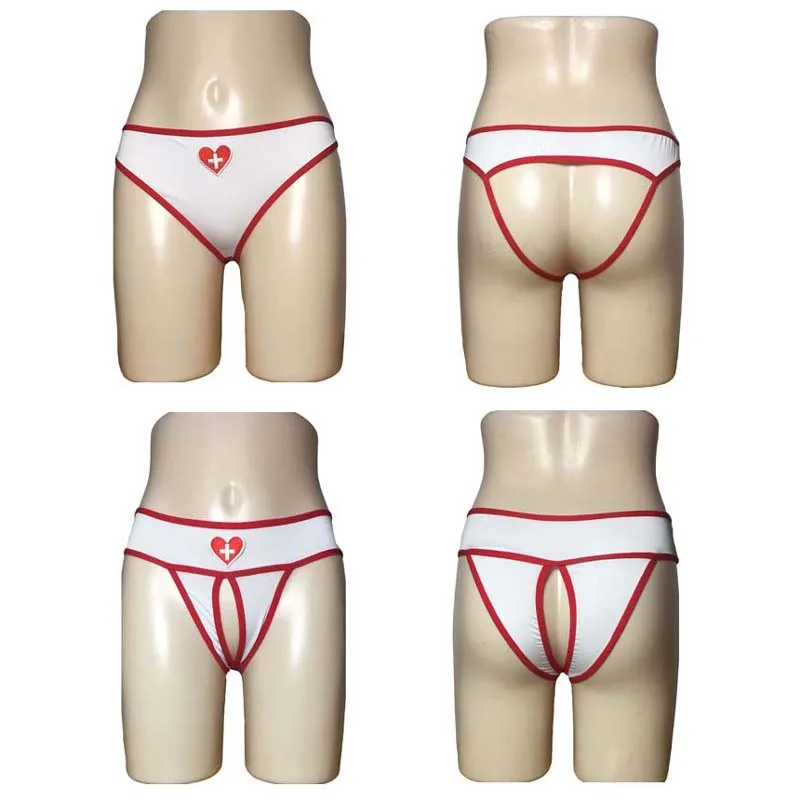 Sexy Nurse Uniform Open Crotch Butt Panties Underpants Briefs Shorts Women Lingerie Erotic Ladies Bikini Thongs