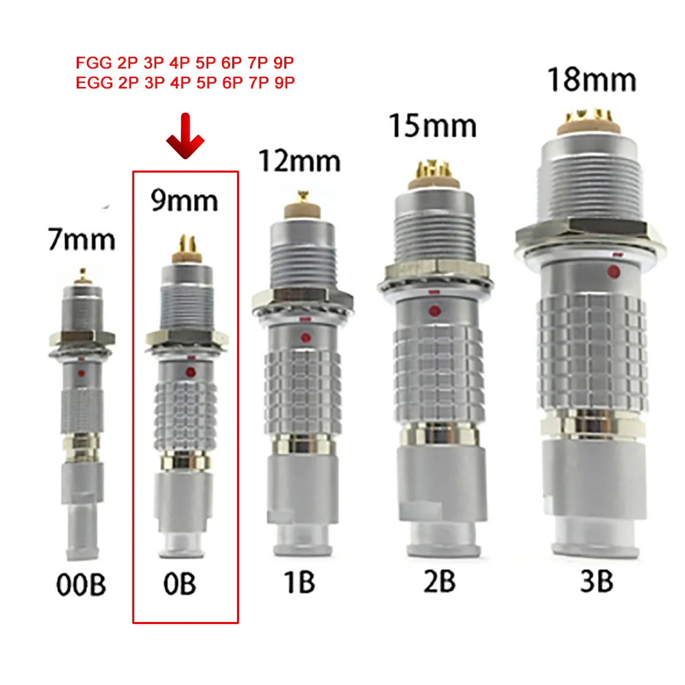 Free Shipping FGG 0B 2-9 Pins 9mm For LEMO 2pin Aviation Plug and Socket Power Cable