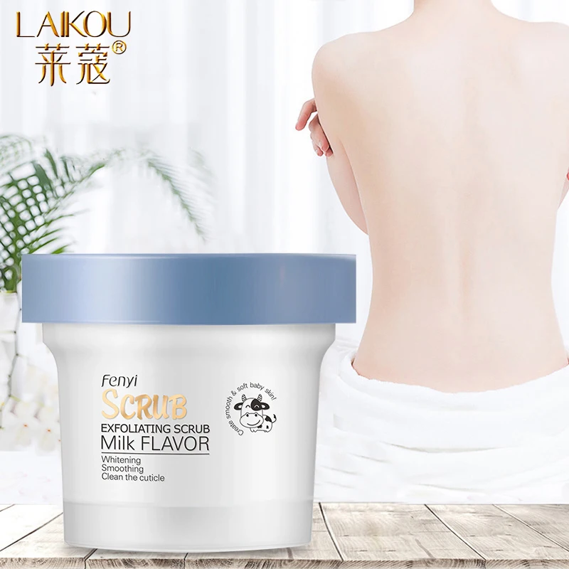 LAIKOU Milk Body Scrub Cream Face Scrub Deep Cleansing Skin Whitening Go Cutin Dead Skin Treatment Acne Moisturizing Body Care