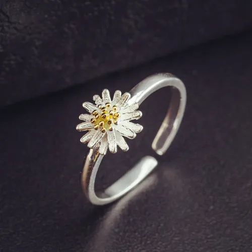 925 Sterling Silver Imperial Sunflower Open Rings For Women Hypoallergenic Fashion Girl Sterling-silver-jewelry