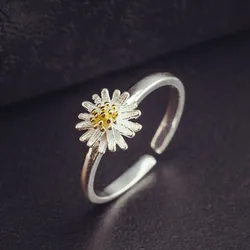 925 Sterling Silver Imperial Sunflower Open Rings For Women Hypoallergenic Fashion Girl Sterling-silver-jewelry