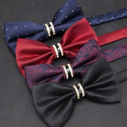 Men Luxurious Bowtie Groom Mens Striped Plaid Cravat Gravata Fashion Butterfly Wedding Bow Ties for Male Accessories Gifts Tie