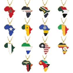 Hip Hop Creative Country Map Pendant Metal Necklace Ghana Nigeria Zambia Uganda Liberia Zimbabwe For Women Men Ethnic Jewelry