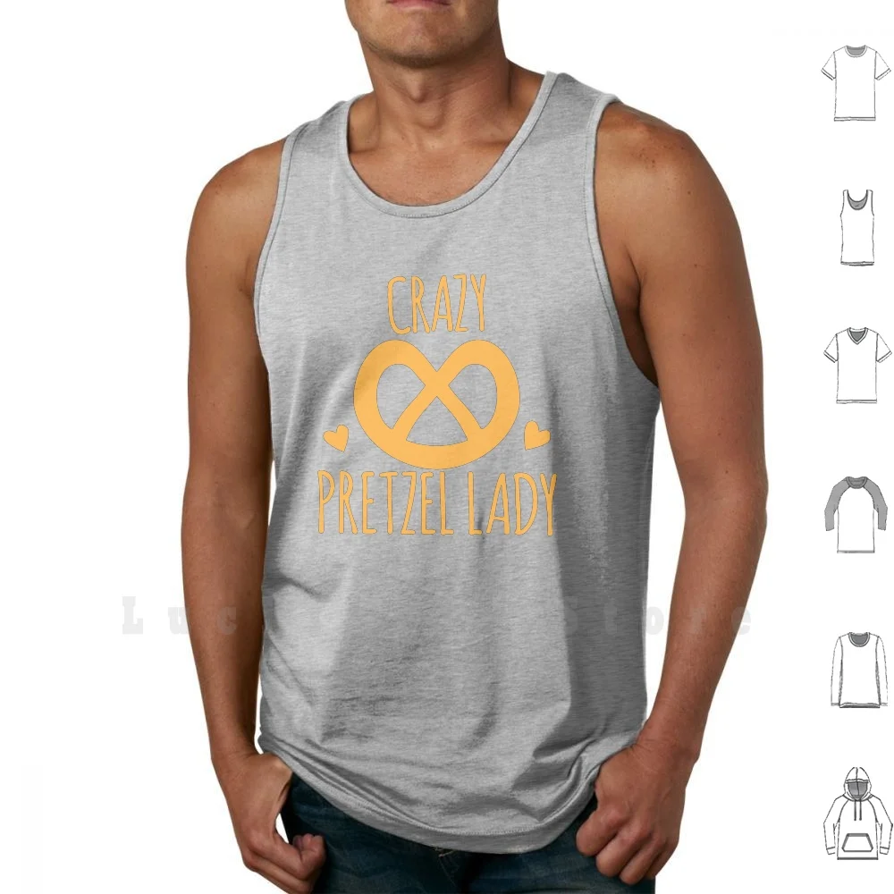 Crazy Pretzel Lady Tank Tops chaleco 100% algodón galleta galletas dulces lindo risa divertido Chef experto legendario Cupcakes