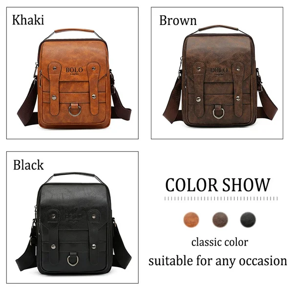 Men Business Vintage Soft PU Single Shoulder Messenger Bag for Work High Quality