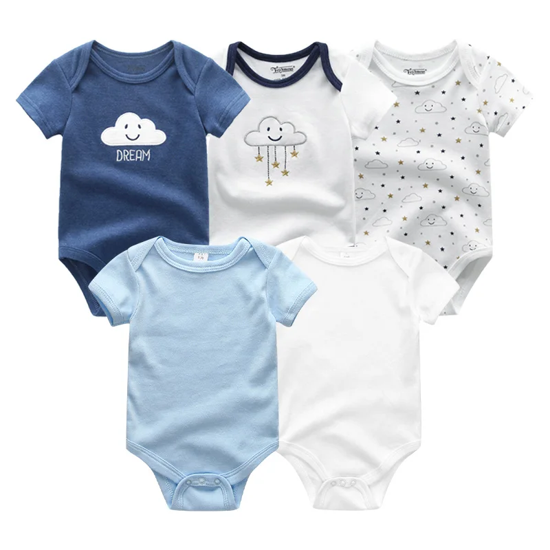 Fetchmous Unisex 5PCS Baby Girl Clothes Cotton Bodysuits Newborn Baby Boy Clothes Cartoon Print Girls Baby Clothing Ropa Bebe