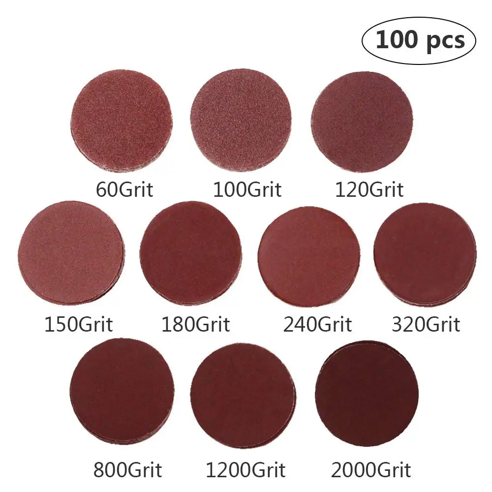 101 Buah Set 2 Inci Kit Alas Cakram Ampelas untuk Alat Putar Penggiling Bor dengan Pelat Pendukung Termasuk 60-2000 Ampelas Pasir