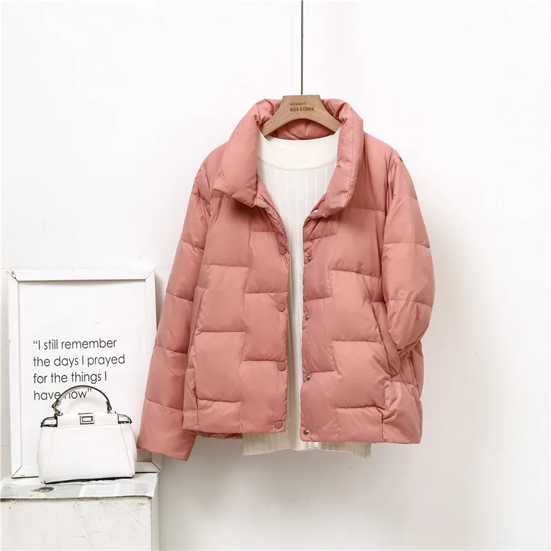 

Ultra Light White Duck Down Jacket Parkas 2021 Autumn Winter Women Lightweight Thin Down Coat Female Stand Collar Short Outwear