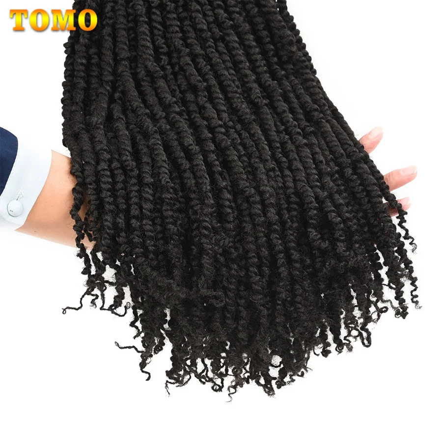 TOMO Fluffy Crochet Braids Synthetic Spring Twists Hair 12 Root Ombre Braiding Hair Extensions Braids Passion Twist 12/18/24inch