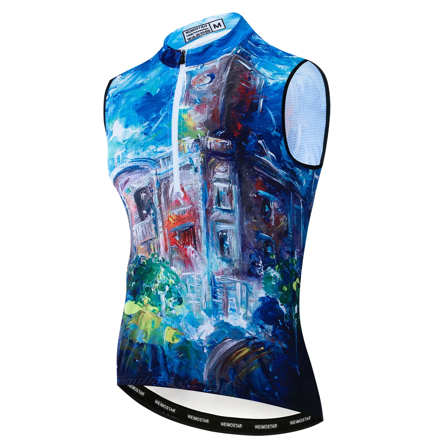 Camiseta sin mangas de Ciclismo para hombre, Maillot con media cremallera para bicicleta de montaña y de carreras, color azul, verano, 2021