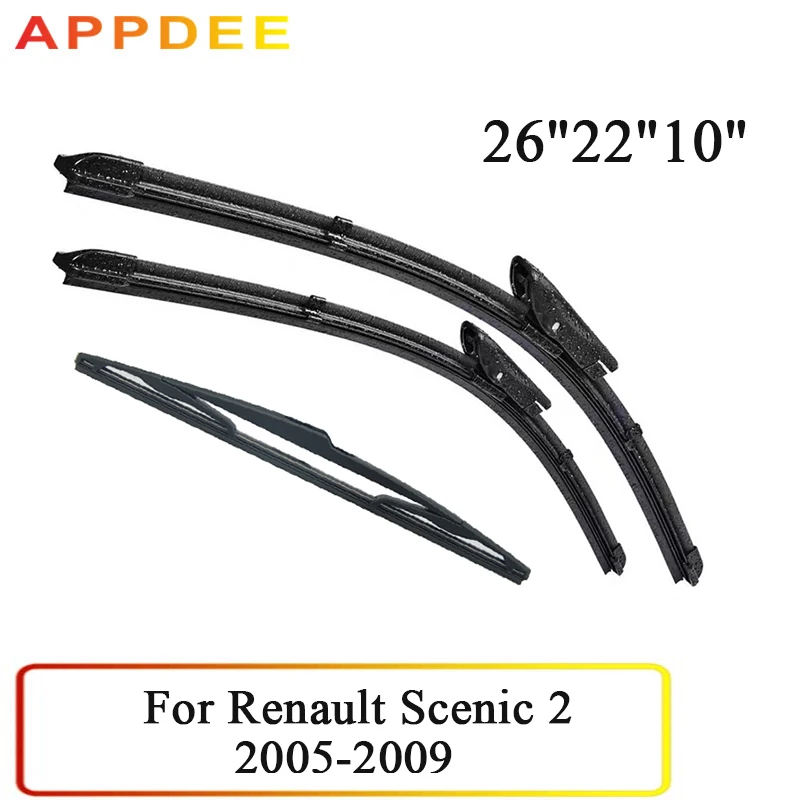 APPDEE Wiper Front & Rear Wiper Blades Set For Renault Scenic 2 / Grand 2005-2009 Windshield Windscreen Front 26\