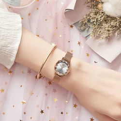 Small Simple Cutting Glass Women's Watch Japan Quartz Hours Fashion Dress Stainless Steel Bracelet Birthday Girl Gift Julius Box