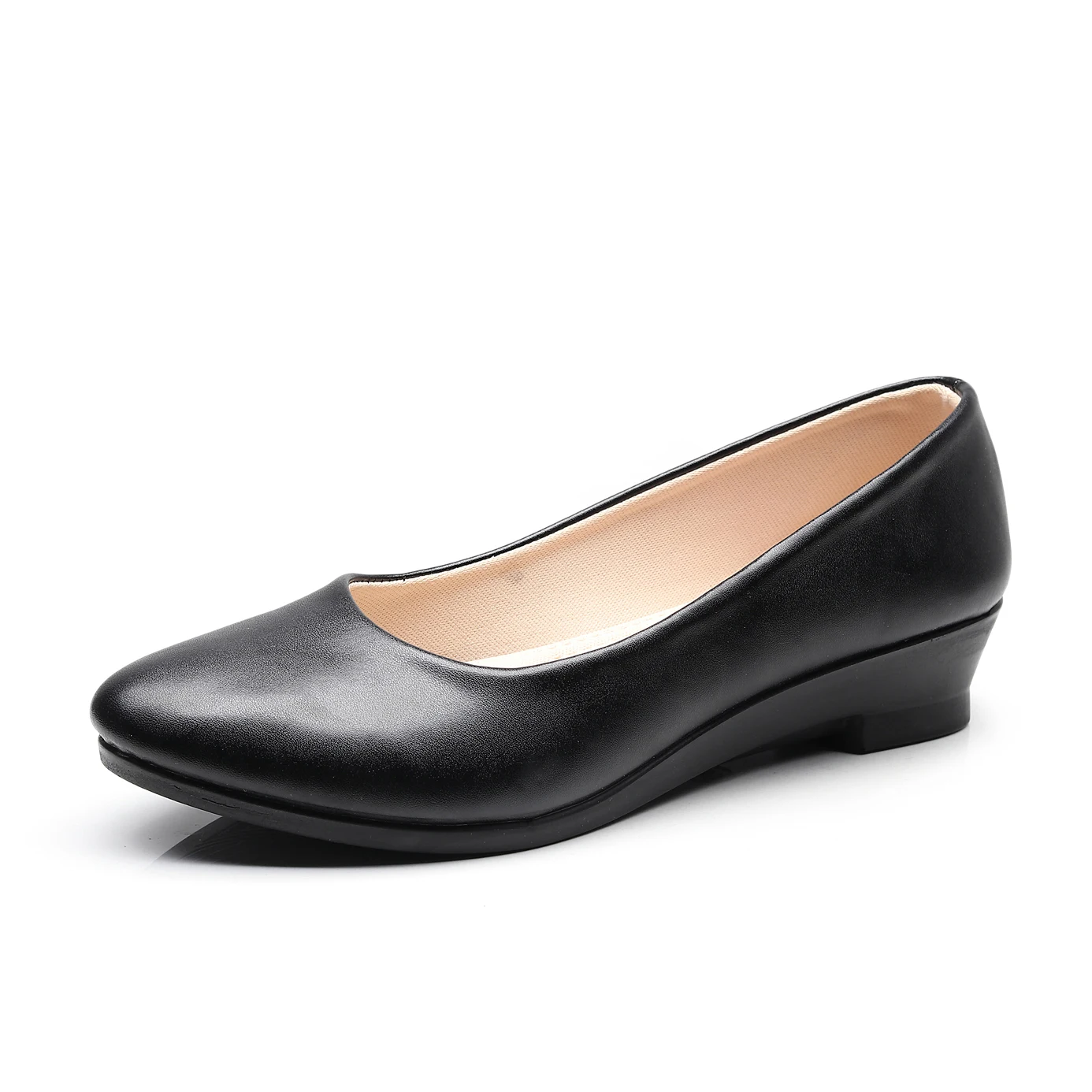 Zapatos de Ballet negros para mujer, calzado informal de piel sintética con cuña, para trabajo de oficina, náuticos de tela, clásicos