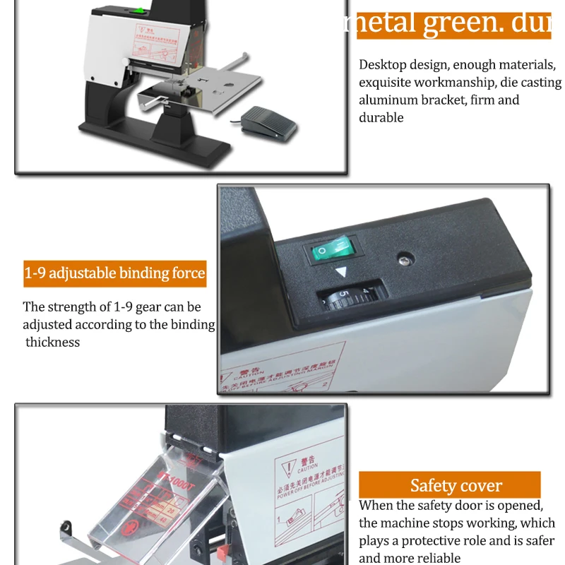 ST-1000T Elektrische Platte Binding Zadel Nietmachine Papier Boek Document Bindmachine Onderwijs En Onderzoek Data Binding Briefpapier