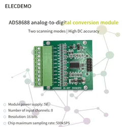 ADS8688 AD 16-bit 500kSPS single/bipolar input 8-channel SAR/ADC data acquisition module