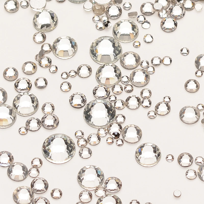 Mix Size Clear Crystal Flat Back Rhinestones SS3~SS20 For Nail Arts and Crafts Nail Art Decorations