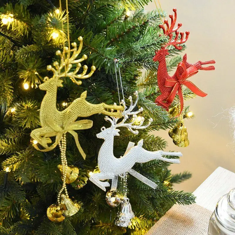 2021 Christmas Tree Elk Bell Hanging Xmas Ornaments Family Party Decoration Gift Furniture Accessories