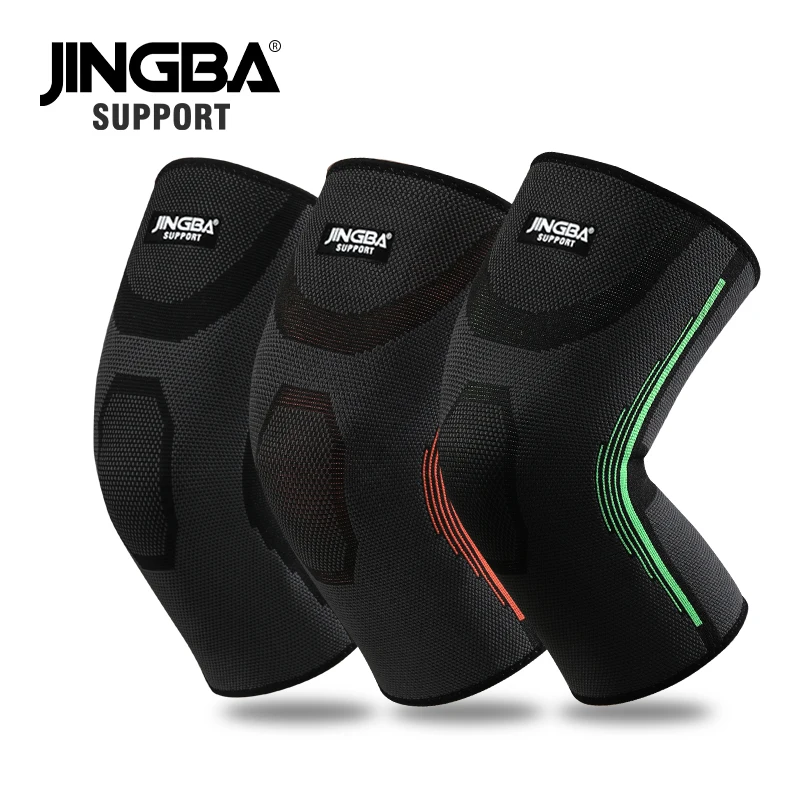 JINGBA SUPPORT 1 pair Elastic Nylon knee protector knee pads basketball for sports volleyball knee brace support joelheira