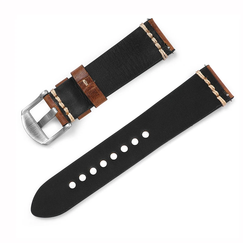 Men\'s Strap Oil Wax Retro Cowhide Strap 20mm22mmFor Samsung Watch Huawei Watch watchband UTHAI Z75