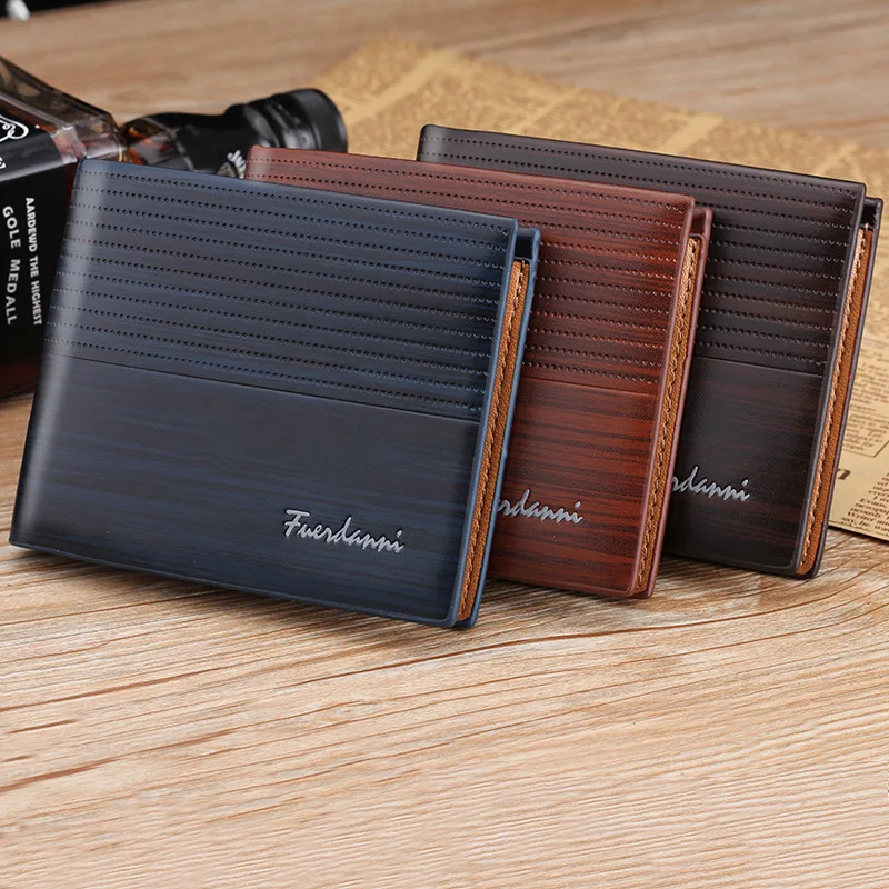 Vintage Men's Wallet Leather Men's Short Wallet Slim Male Purses Money Credit Card Holders Luxury Fashion Pure Color Wallet