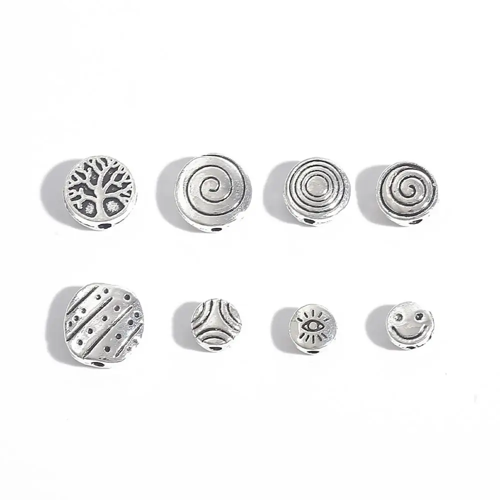 20-50pc 6/7/8/9/10mm Tibetan Antique Silver Plated Metal Beads Charms Spacer Beads For Jewelry Making Needlework Diy Accessories