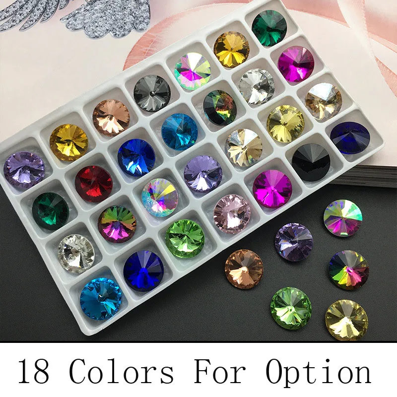 50 Pcs 12mm 18 size V-Bottom Sharp Glitter Rhinestone Nail Gems Acrylic Crystal Stone Non Hot Fix Nail Art Decoration