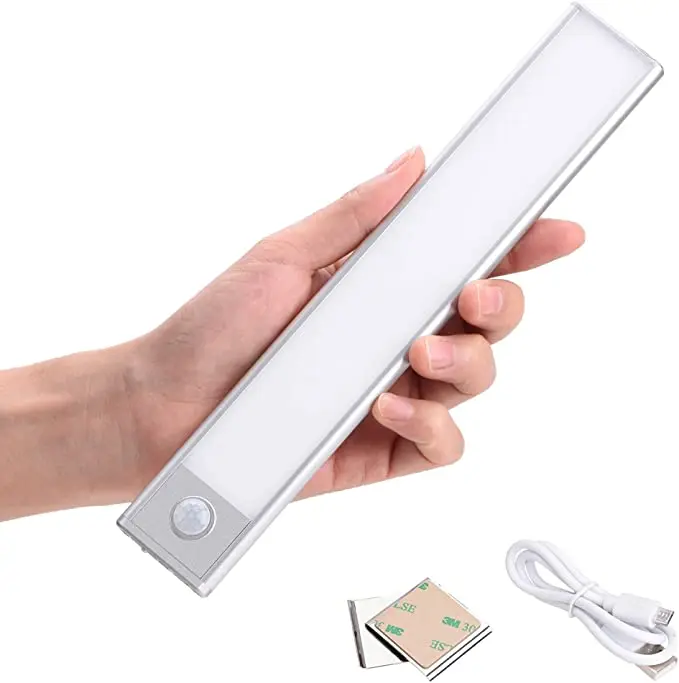 New LED Closet Light Wardrobe 3-Colors Motion Sensor Ultra-Thin Under Cabinet Lights USB Rechargeable for Kitchen Lighting