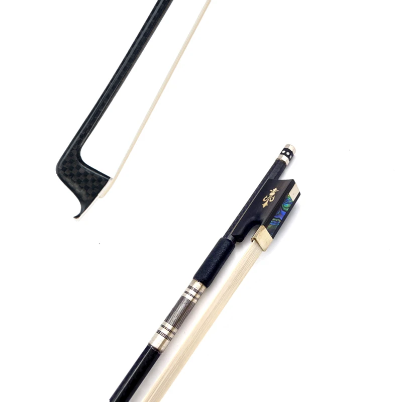 1pcs New light black Grid plaid carbon Fiber Stick 4/4 violin bow Fiddle Bow,Siberia white/black horesehair horsetail