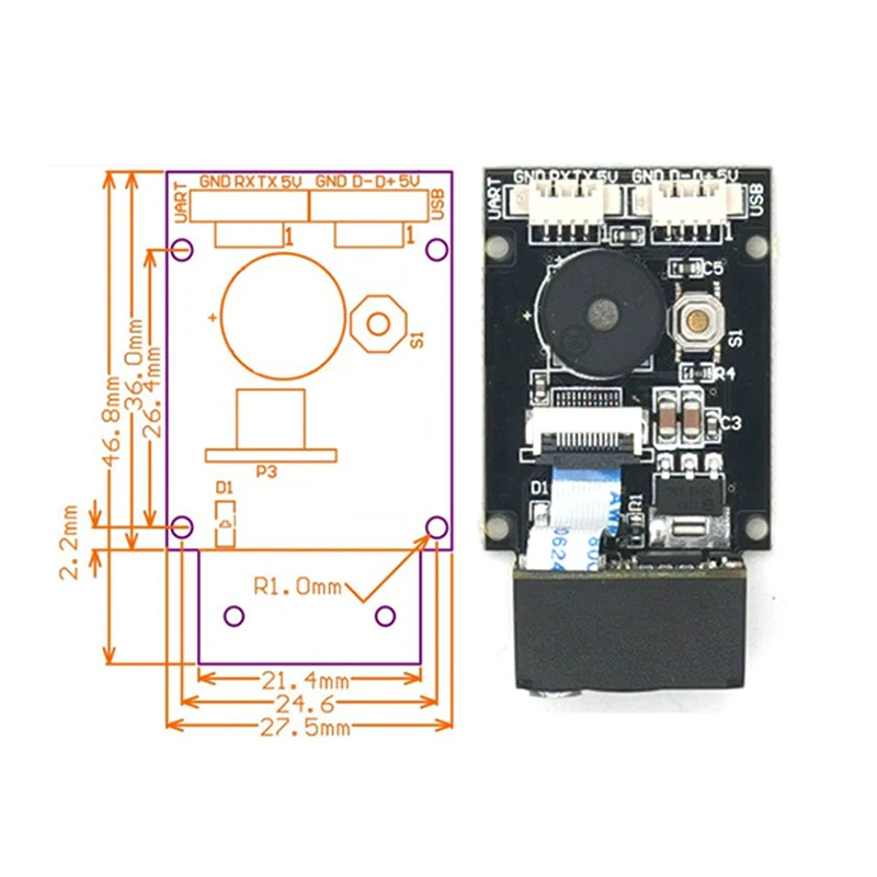 GM77 1D 2D USB UART Fast Speed Barcode Scanner Qr Code Scanner Module Reader For Parking Lot Supermarket