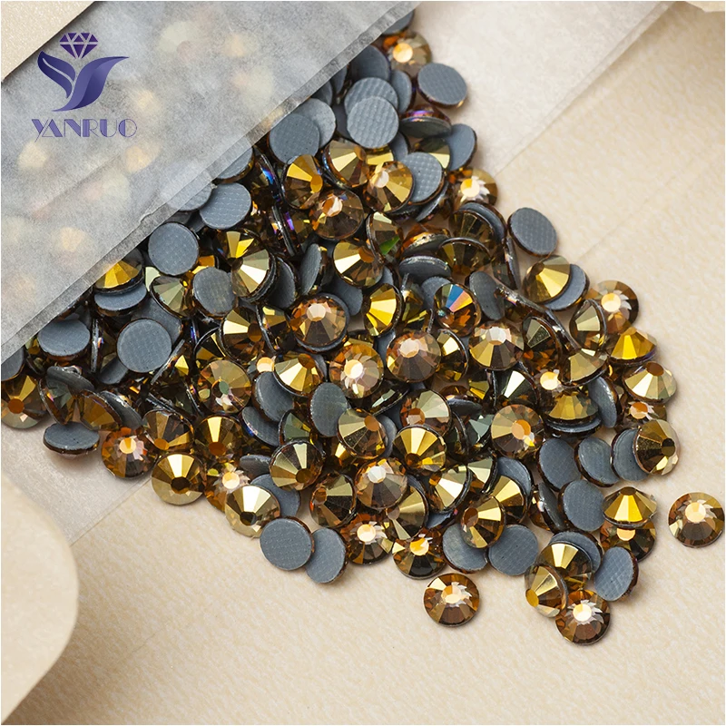 YANRUO 2058HF All Sizes Lt.Col.Topaz AB Flatback Hotfix Rhinestones Strass Stones And Crystals For Crafts