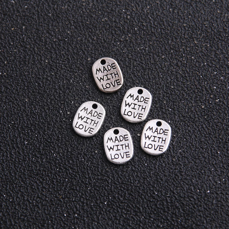 40pcs Antique   Metal Alloy 11*9mm Round Lettering \