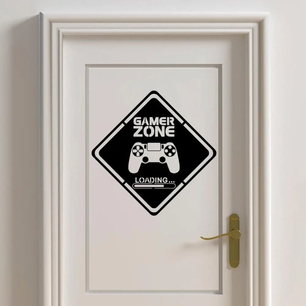 Gamer Zone Door Decal Gamer Wall Vinyl Stickers Controller Video Game Art Decals for Kids Rooms Boy Bedroom Home Decoration A215